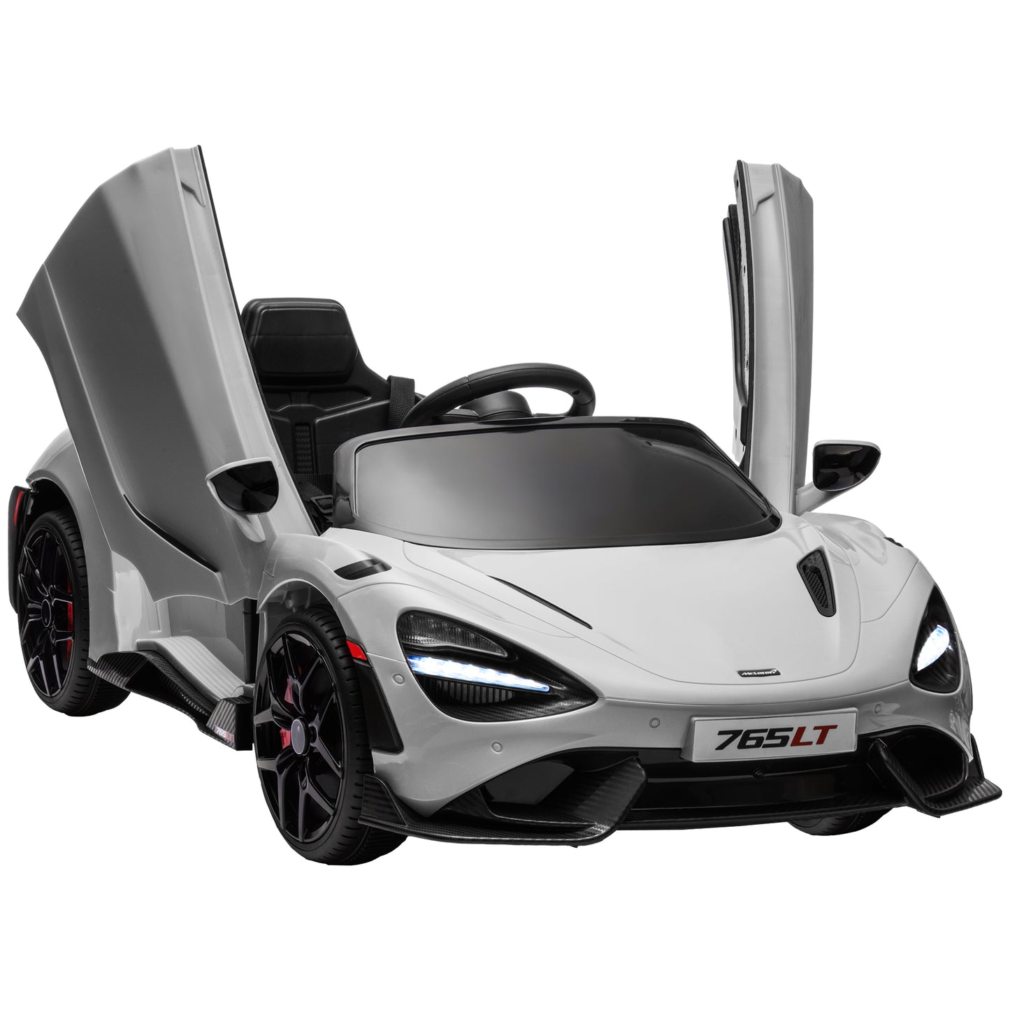 Photo of AIYAPLAY McLaren 765LT Licensed 12V Kids Electric Ride on Car with Butterfly Doors, Remote Control, Transport Wheels, Grey in Grey colour on a white background