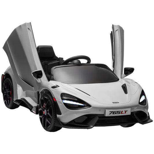 Photo of AIYAPLAY McLaren 765LT Licensed 12V Kids Electric Ride on Car with Butterfly Doors, Remote Control, Transport Wheels, Grey in Grey colour on a white background