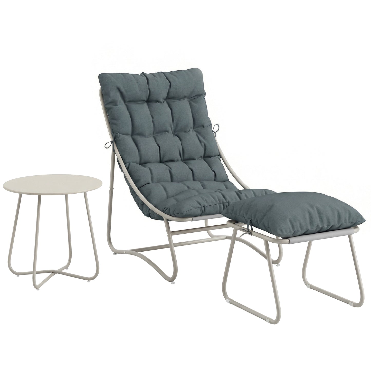 Photo of Outsunny Bistro Set for Garden, 3 Piece Outdoor Table and Chair with Footstool and Removable Cushions, Comfy Balcony Furniture in Furniture colour on a white background