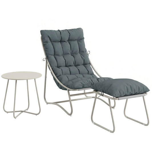Photo of Outsunny Bistro Set for Garden, 3 Piece Outdoor Table and Chair with Footstool and Removable Cushions, Comfy Balcony Furniture in Furniture colour on a white background