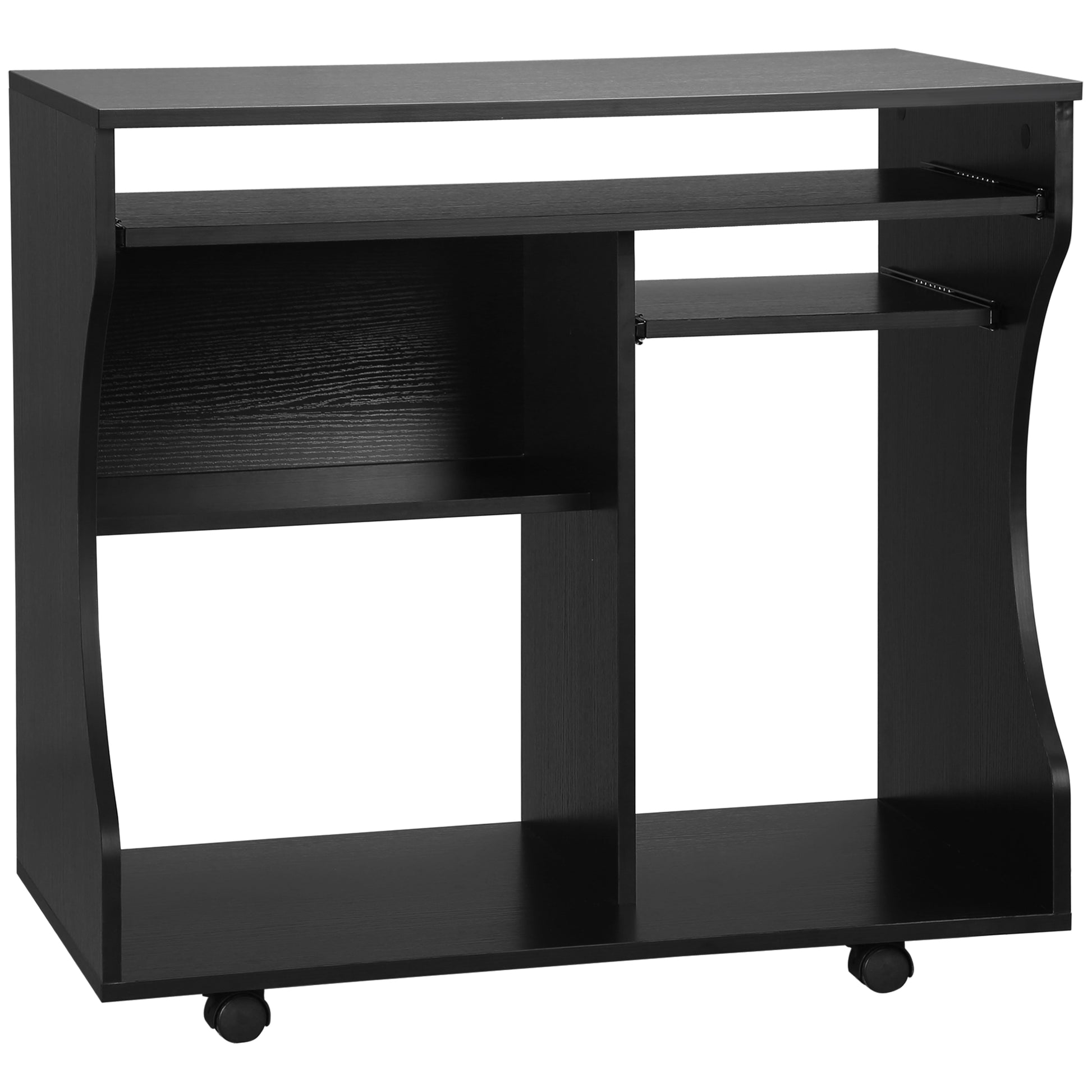 Photo of HOMCOM Multi-Storage Compact Work Desk, with Wheels - Black in Black colour on a white background