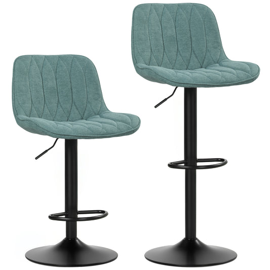Photo of HOMCOM Set of Two Linen-Look Bar Stools - Blue in Blue colour on a white background