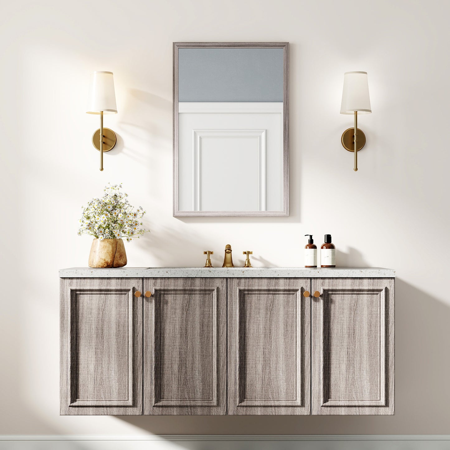 HOMCOM Wall Bathroom Mirror, 40 x 60 cm Wall-Mounted Mirror for Living Room, Bedroom, Hallway, Grey
