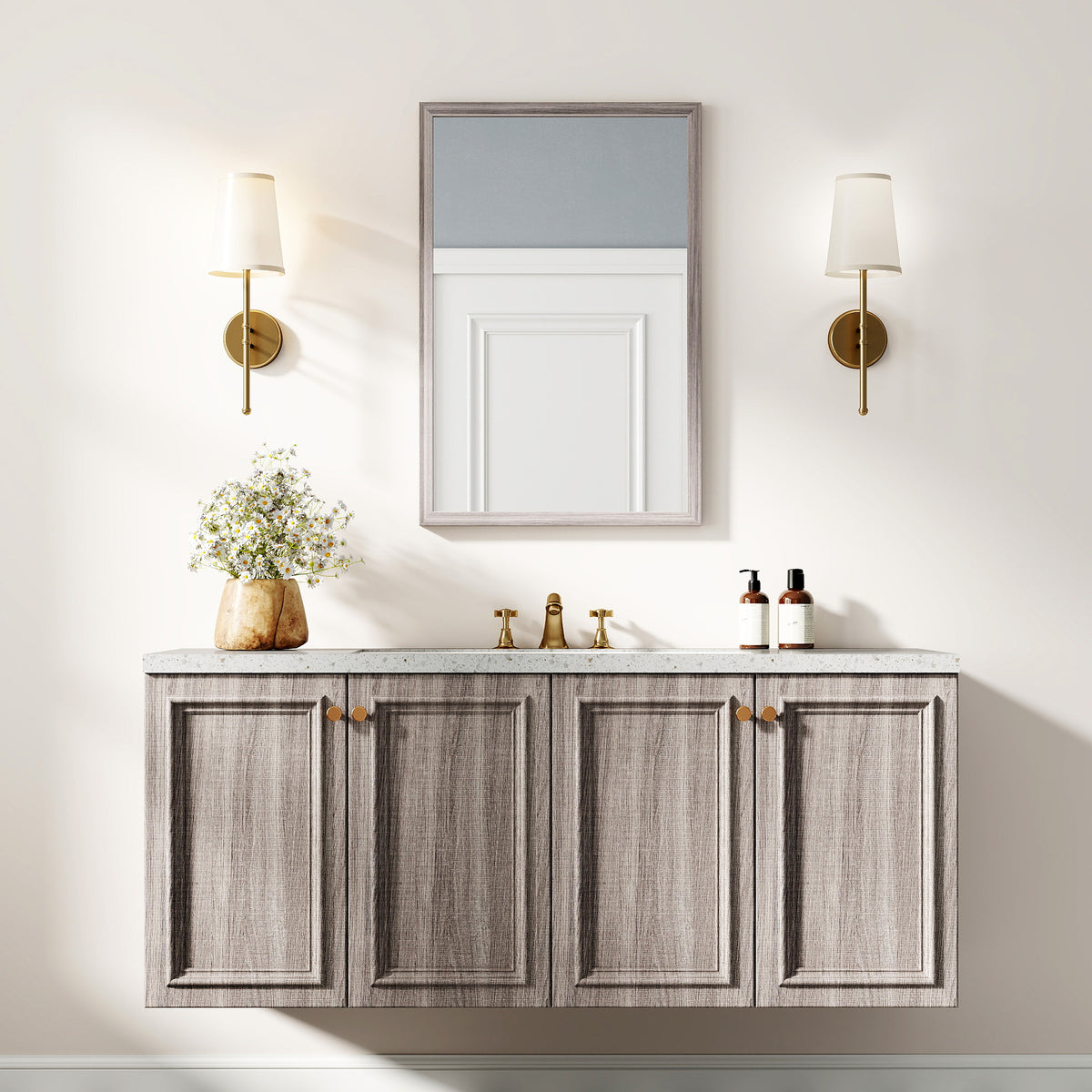 HOMCOM Wall Bathroom Mirror, 40 x 60 cm Wall-Mounted Mirror for Living Room, Bedroom, Hallway, Grey
