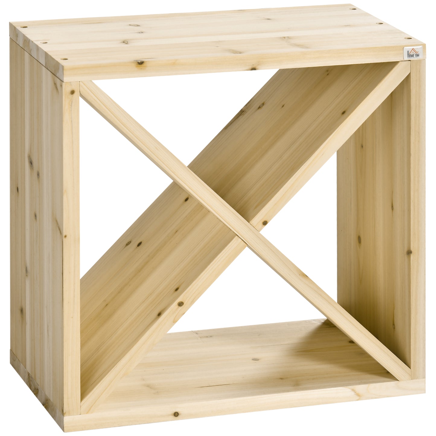 Photo of HOMCOM 24 Bottles Wine Rack, Solid Wood Wine Holder Stand, Natural Wood Finish in Finish colour on a white background
