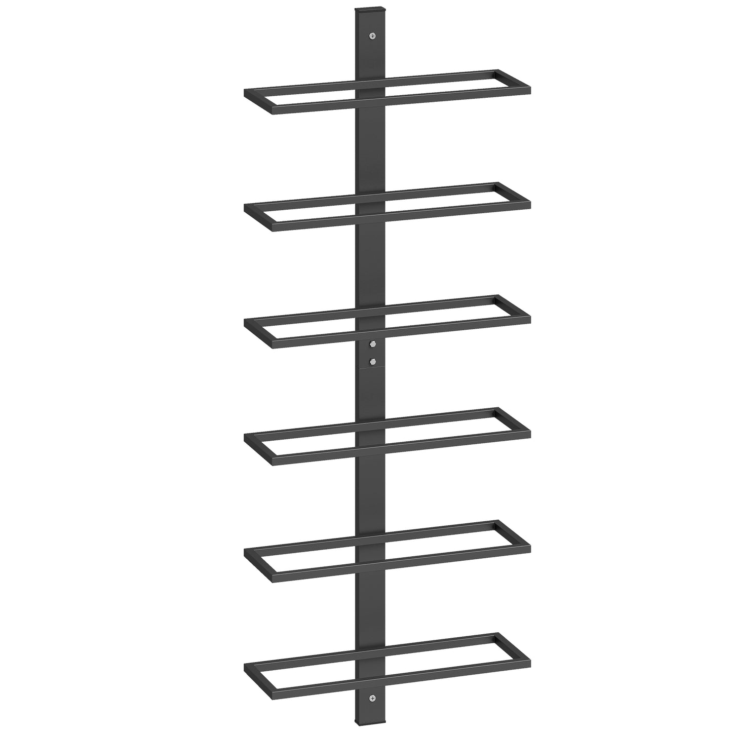 Photo of HOMCOM Wall Mounted Wine Rack, 6 Tier Metal Wine Display Rack, Storage Holder for Kitchen, Black in Black colour on a white background