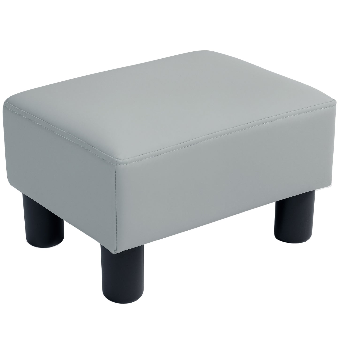 Photo of HOMCOM PU Leather Footstool with 4 Plastic Legs, Grey in Grey colour on a white background