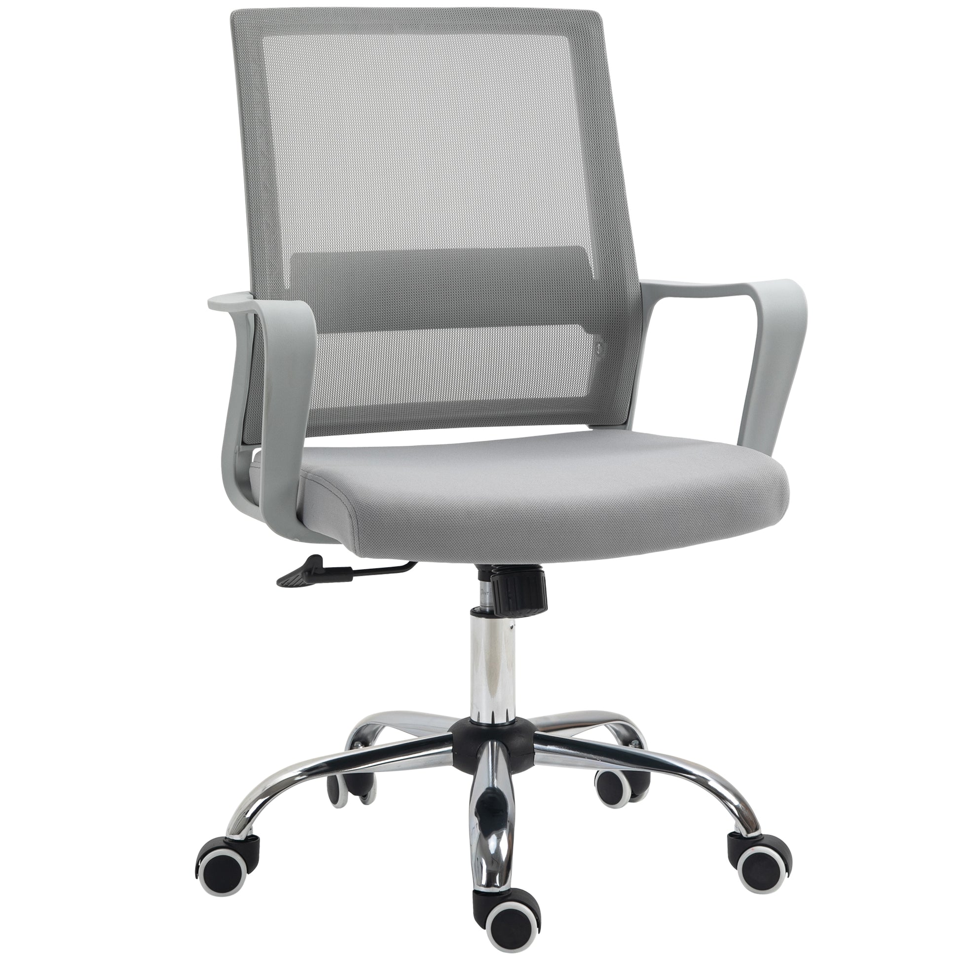 Photo of Vinsetto Ergonomic Desk Chair Mesh Office Chair with Adjustable Height Armrest and 360° Swivel Castor Wheels Grey in Grey colour on a white background