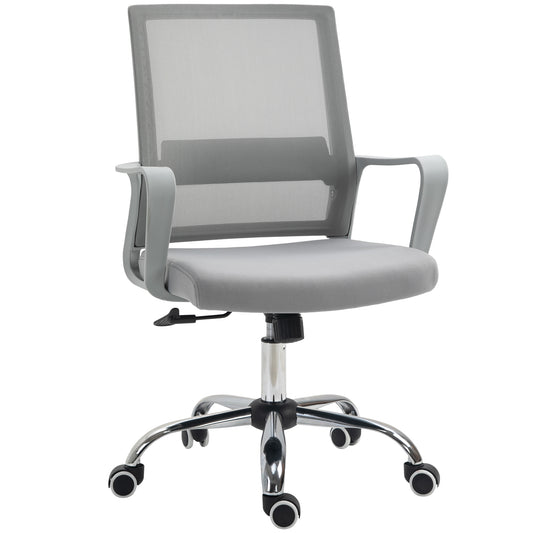 Photo of Vinsetto Ergonomic Desk Chair Mesh Office Chair with Adjustable Height Armrest and 360° Swivel Castor Wheels Grey in Grey colour on a white background