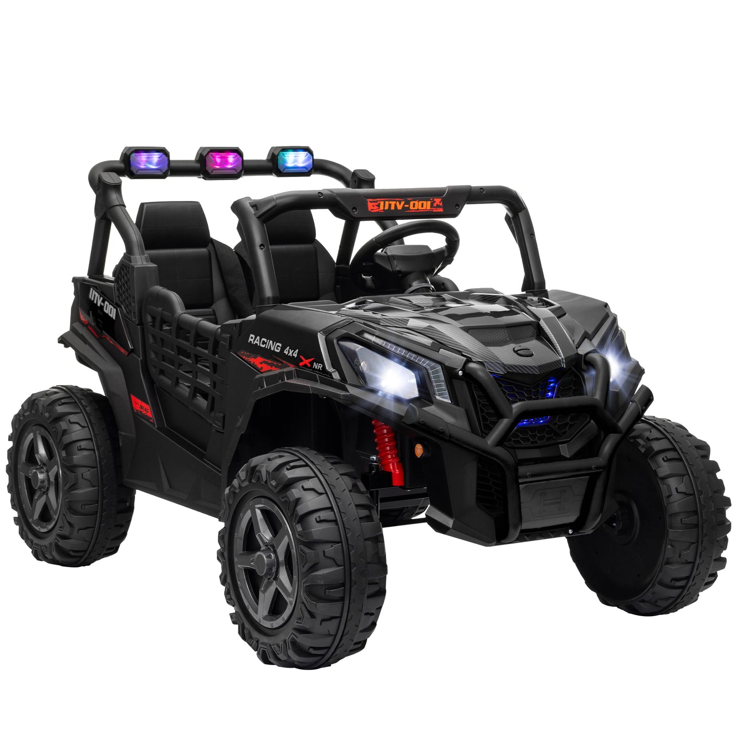 Photo of AIYAPLAY 24V 2 Seater Kids Electric Car with Remote Control, Suspension System,  Slow Start, 3 Speeds, for 3-8 Years, Black in Black colour on a white background