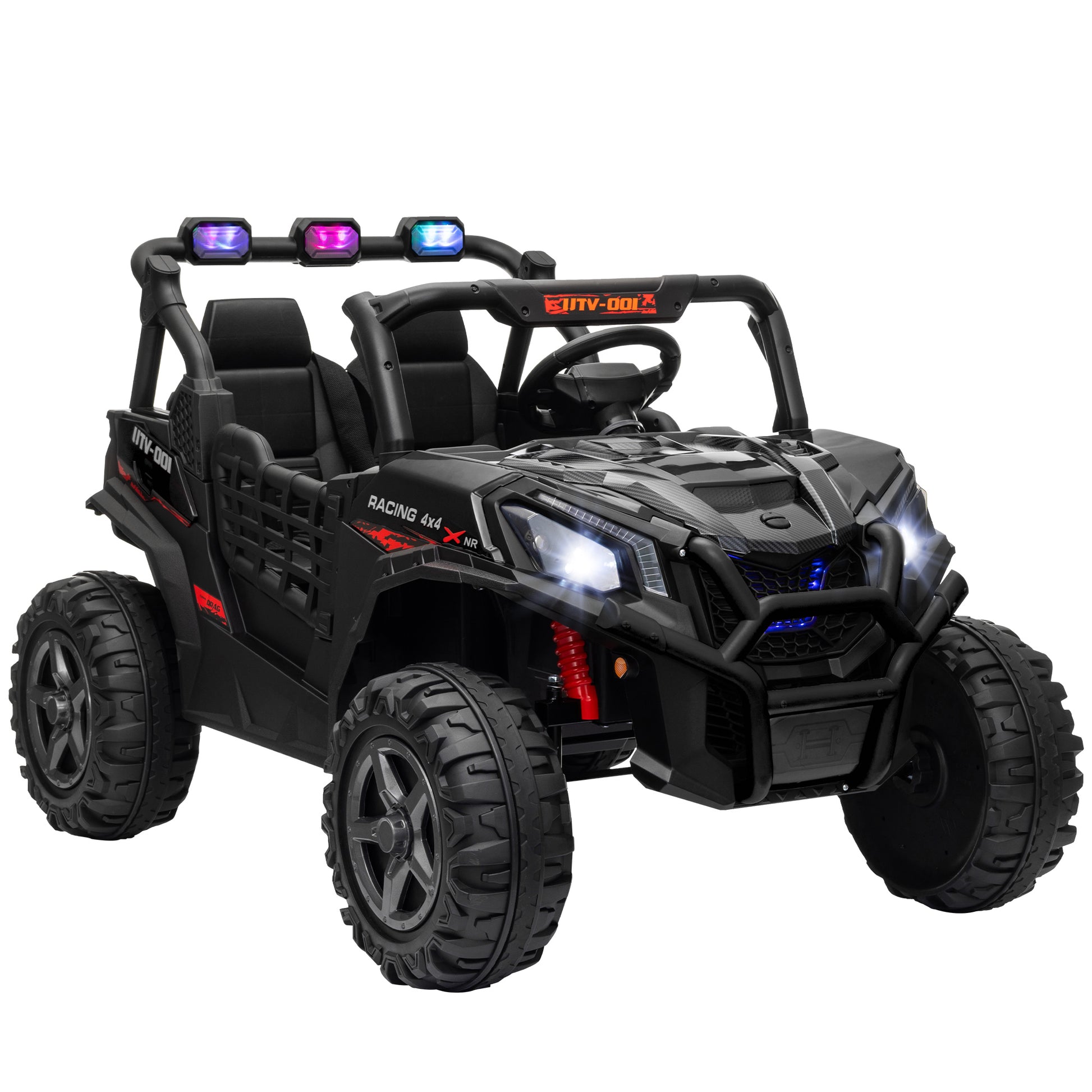 Photo of AIYAPLAY 24V 2 Seater Kids Electric Car with Remote Control, Suspension System,  Slow Start, 3 Speeds, for 3-8 Years, Black in Black colour on a white background