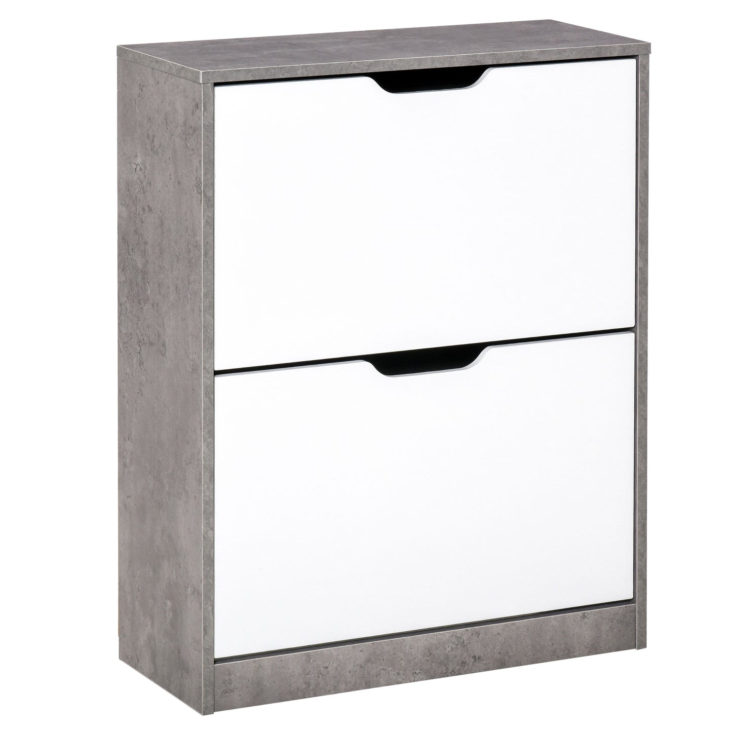 Photo of HOMCOM Two Drawer Shoe Cabinet Home Storage Organiser w/ Groove Handles Adjustable Shelves Modern Boxy Rack Hallway Bedroom Furniture in Furniture colour on a white background