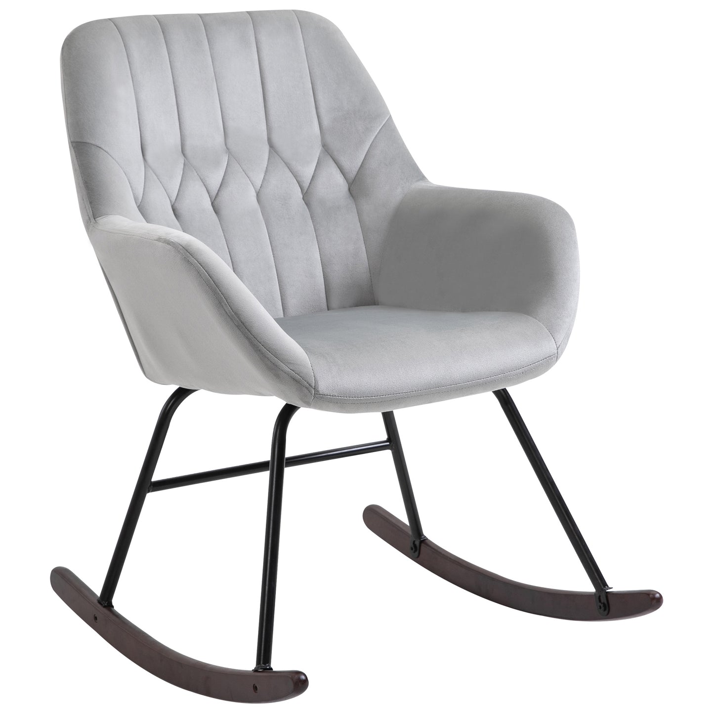 Photo of HOMCOM Rocking Chair Reading Accent Armchair with Steel Frame Sponge Padded for Living Room, Dining Room, Office, Balcony, Grey and Black in Black colour on a white background