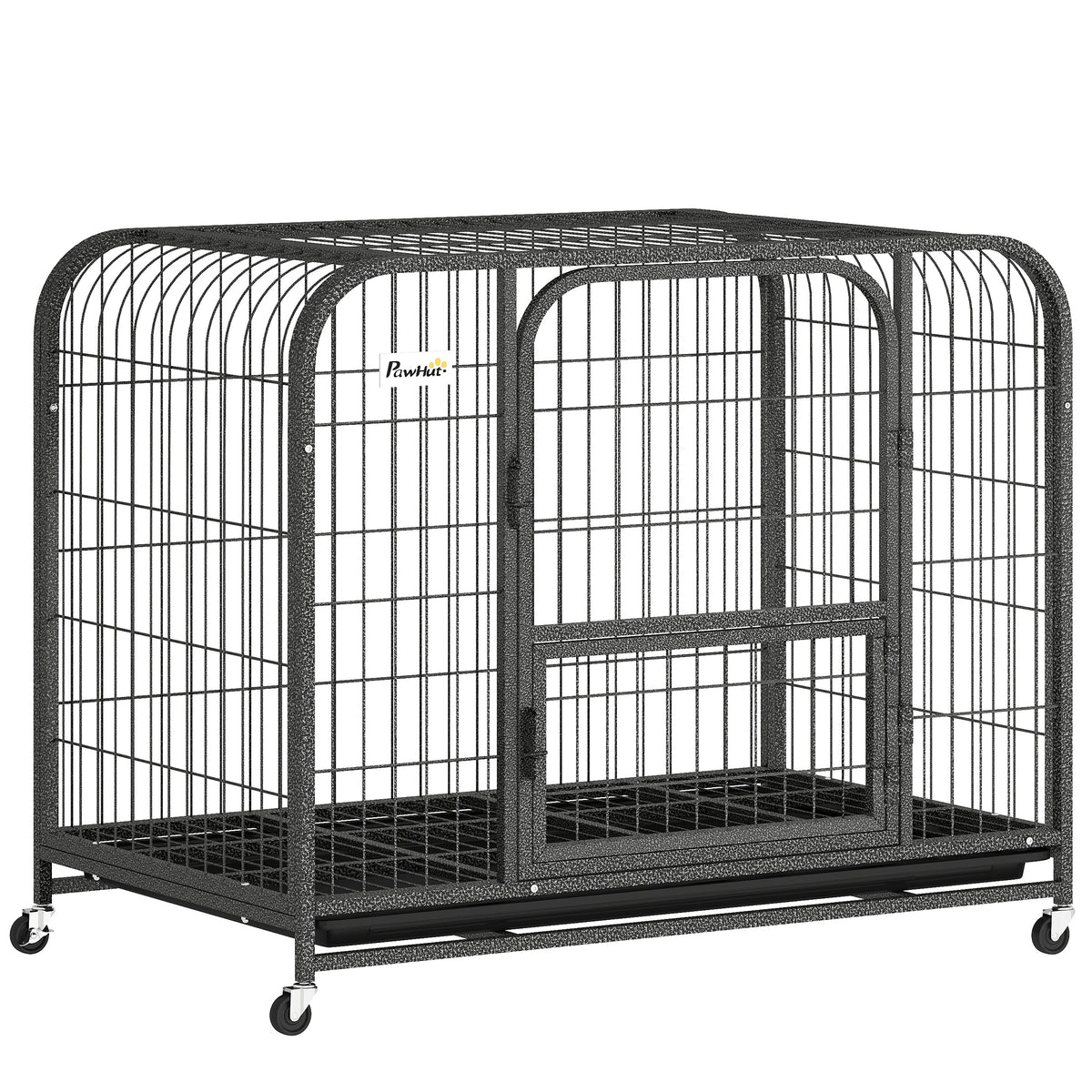 Photo of PawHut Heavy Duty Large Dog Crate with Accessible Triple Door for Small to Medium Dogs, Black in Black colour on a white background