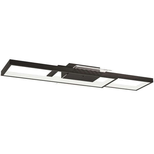 Photo of HOMCOM LED Ceiling Light, Modern Dimmable Ceiling Light with Wall Switch & Remote Control, Flush Mount Fixture Lamp with 3000-6000K Colour Temperatures for Living Room, Bedroom, Black in Black colour on a white background