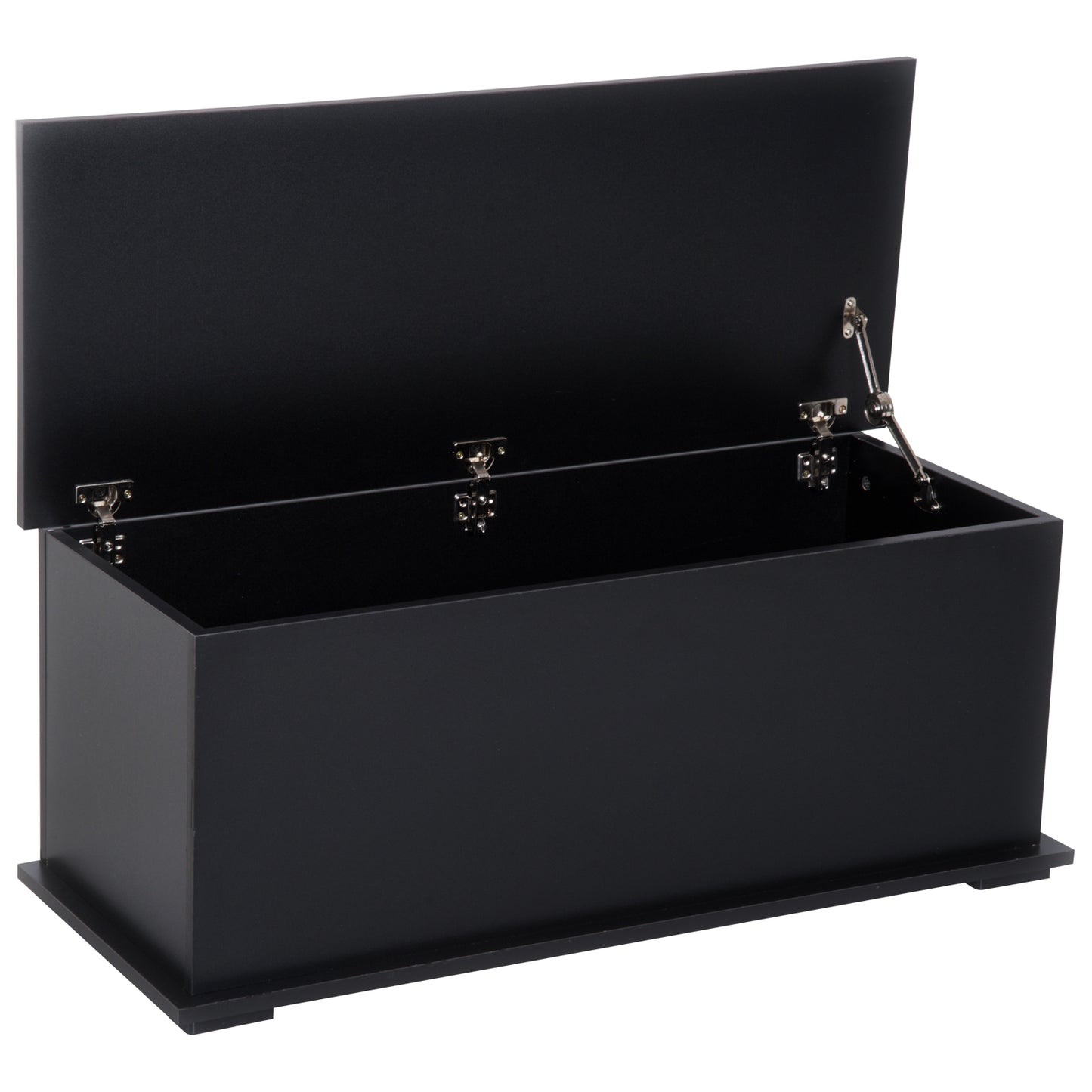 Photo of HOMCOM 113L Storage Chest, Storage Box with Flip-Top Lid and 2 Safety Hinges, Storage Trunk for Living Room, Entryway, 100 x 40 x 40 cm, Black in Black colour on a white background