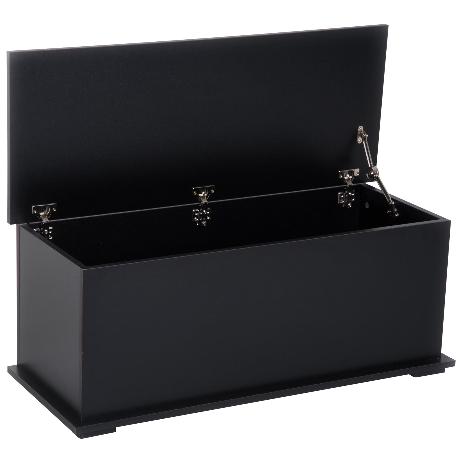 Photo of HOMCOM 113L Storage Chest, Storage Box with Flip-Top Lid and 2 Safety Hinges, Storage Trunk for Living Room, Entryway, 100 x 40 x 40 cm, Black in Black colour on a white background