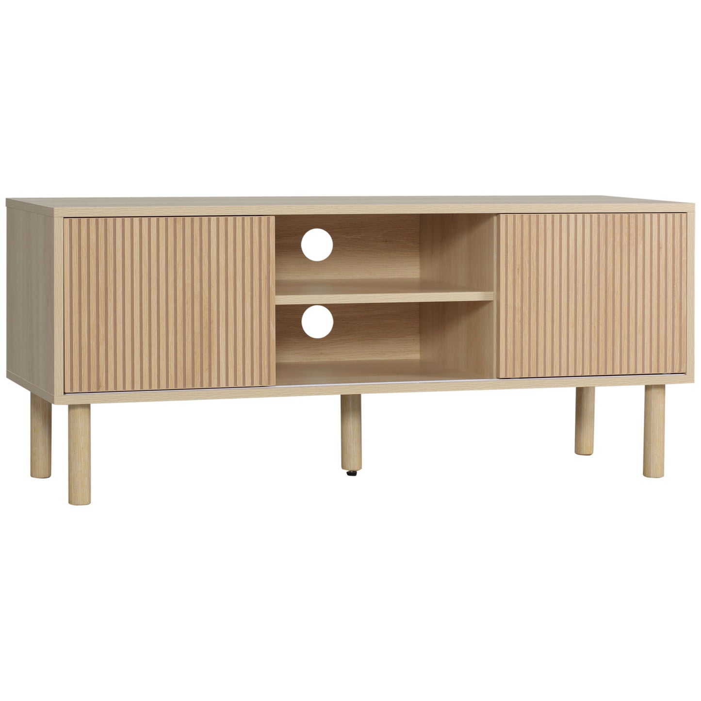 Photo of HOMCOM Sliding Door TV Cabinet Stand - Oak Wood-Effect in Wood-Effect colour on a white background