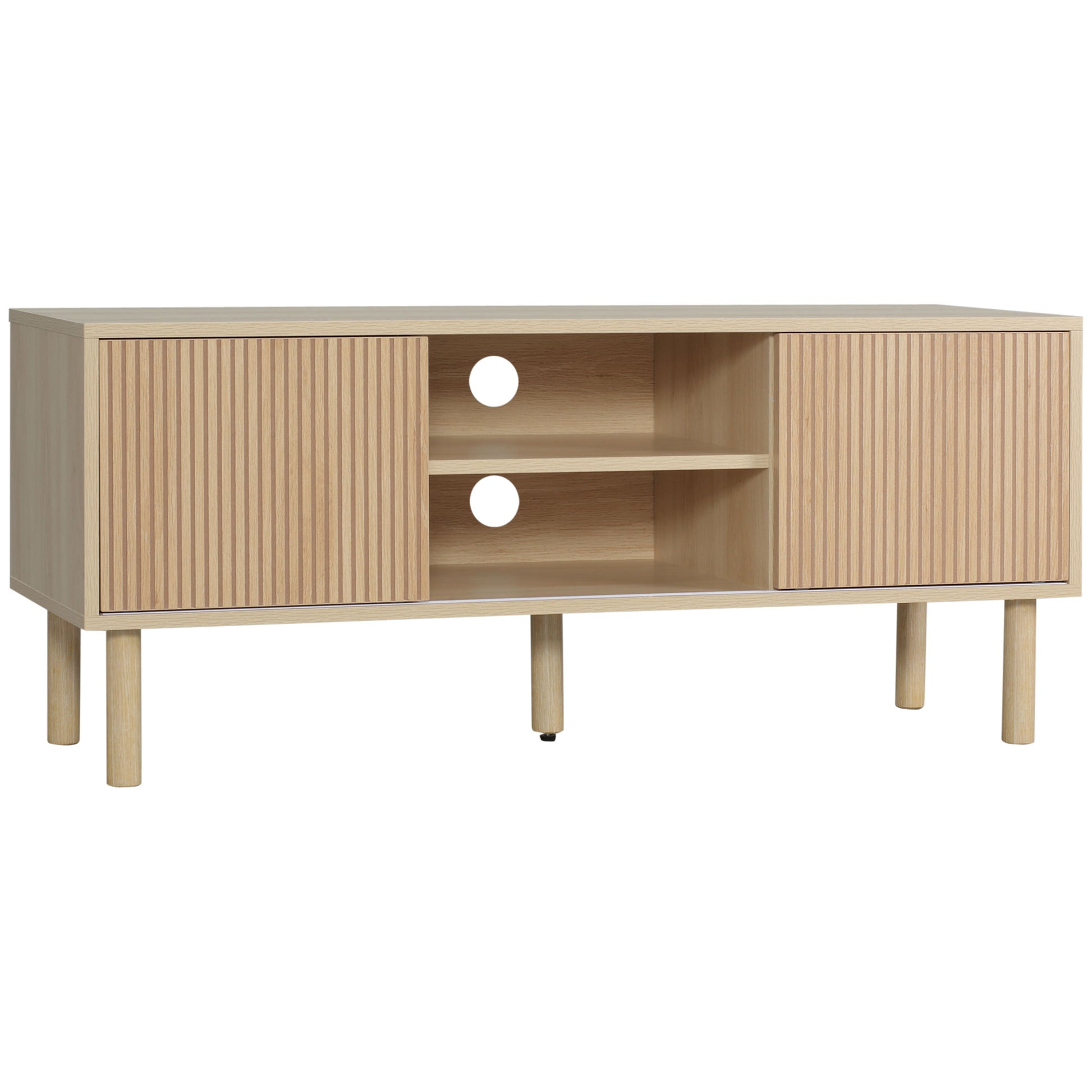 Photo of HOMCOM Sliding Door TV Cabinet Stand - Oak Wood-Effect in Wood-Effect colour on a white background