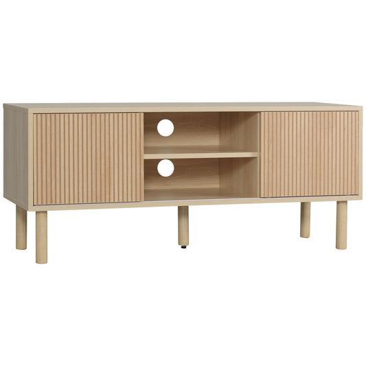 Photo of HOMCOM Sliding Door TV Cabinet Stand - Oak Wood-Effect in Wood-Effect colour on a white background