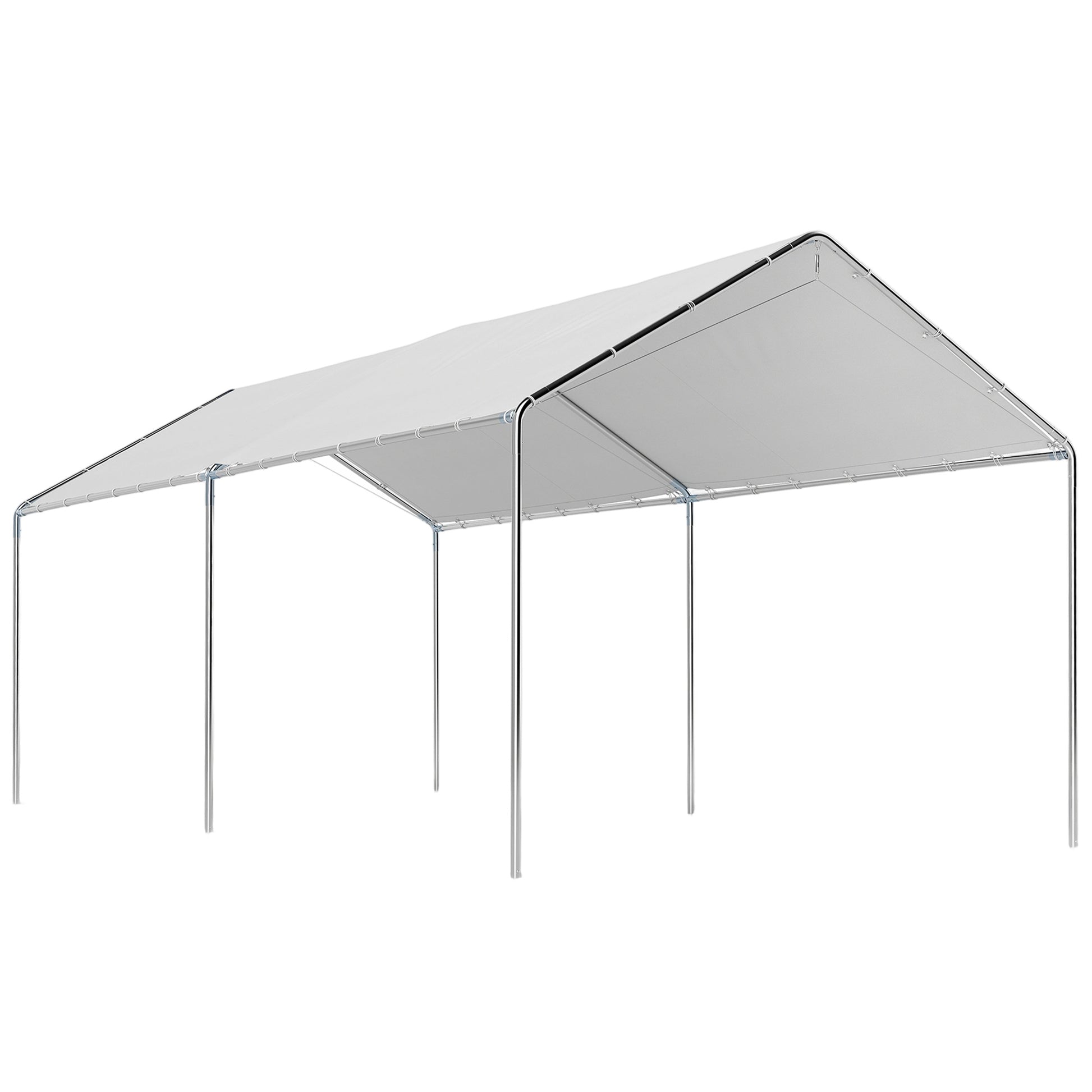 Photo of Outsunny 3 x 6m Heavy Duty Carport Garage Car Shelter Galvanized Steel Outdoor Open Canopy Tent Water UV Resistant Waterproof, White in White colour on a white background