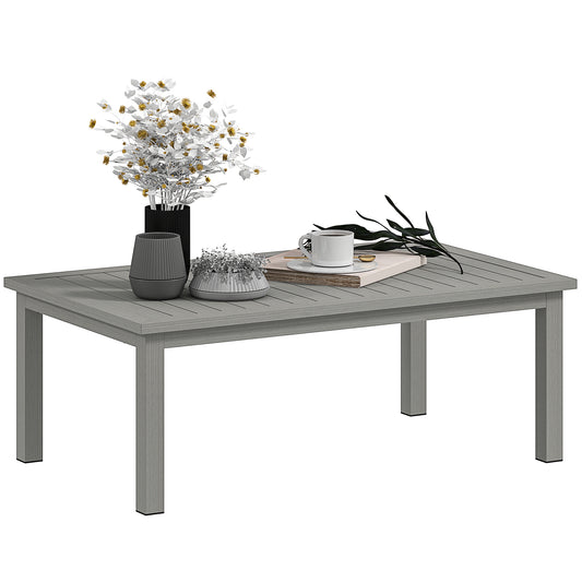 Photo of Outsunny 100cm x 60cm Aluminium Outdoor Coffee Table - Grey in Grey colour on a white background