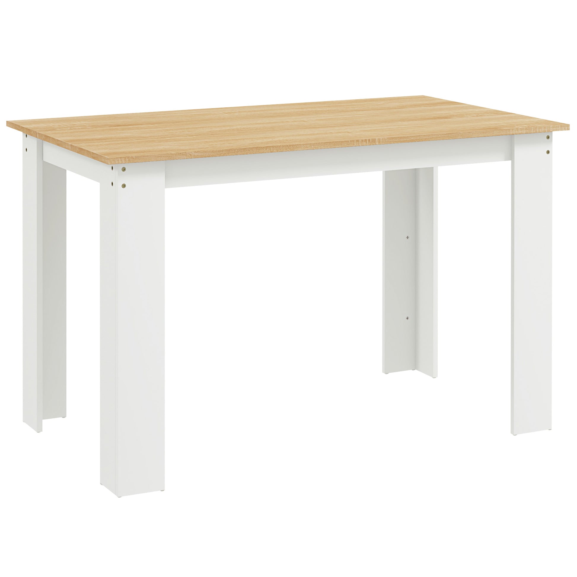 Photo of HOMCOM Dining Table for 4-6 People, Kitchen Table with Wood Effect for Dining Room, Oak and White in White colour on a white background