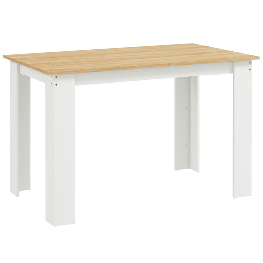 Photo of HOMCOM Dining Table for 4-6 People, Kitchen Table with Wood Effect for Dining Room, Oak and White in White colour on a white background