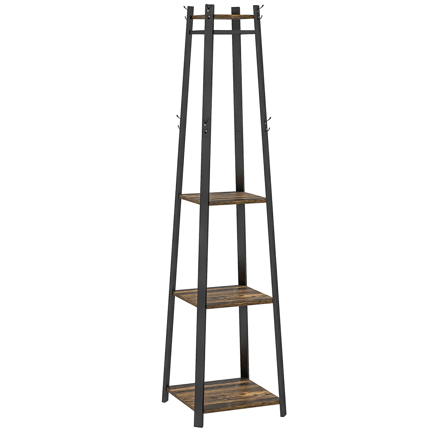 Photo of HOMCOM Compact Freestanding Coat Rack -  Black/Brown in Black/Brown colour on a white background