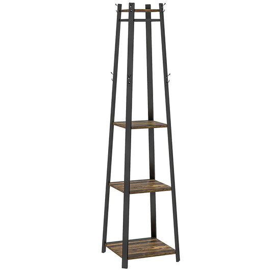 Photo of HOMCOM Compact Freestanding Coat Rack -  Black/Brown in Black/Brown colour on a white background
