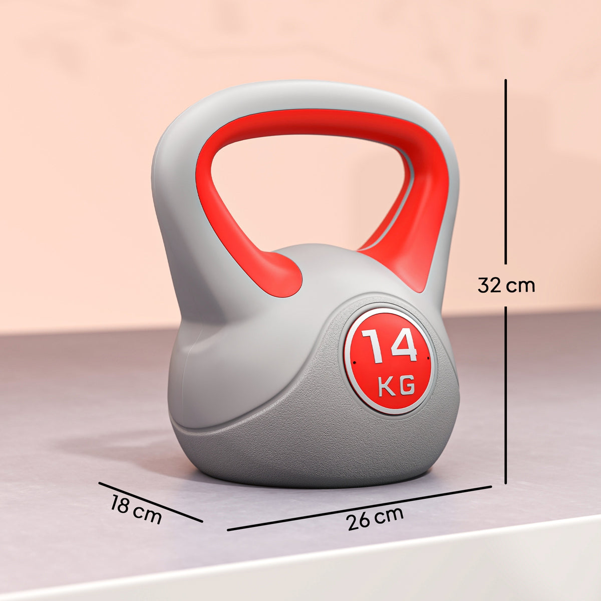 SPORTNOW 14 kg kettlebell, 32 cm tall with 26 cm wide body