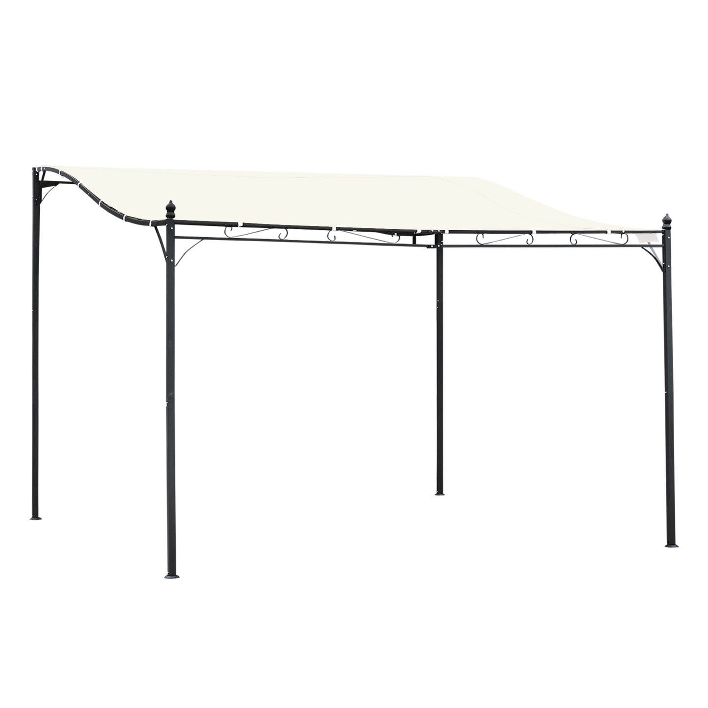Photo of Outsunny 4 x 3 Meters Canopy Metal Wall Gazebo Awning Garden Marquee Shelter Door Porch - Cream in Cream colour on a white background