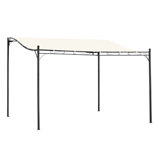 Photo of Outsunny 4 x 3 Meters Canopy Metal Wall Gazebo Awning Garden Marquee Shelter Door Porch - Cream in Cream colour on a white background