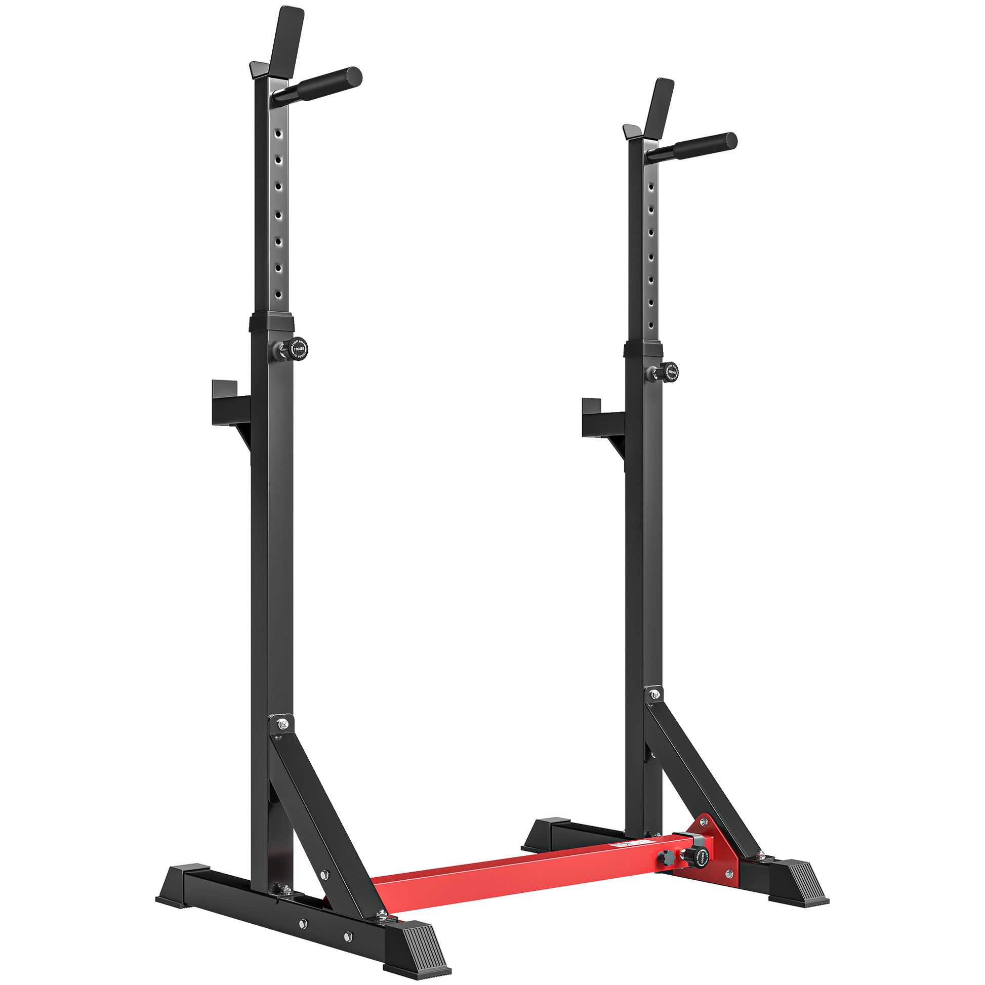 Photo of HOMCOM Barbell Rack, Width and Height Adjustable Dip Stand, Bench Press Rack for Home Gym Weight Lifting Fitness Workout, Max Load 150kg in 150kg colour on a white background