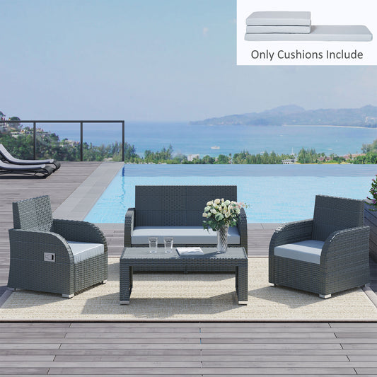 Photo of Outsunny 3 PCs Outdoor Seat Cushion for Rattan Furniture, Garden Furniture Cushions, Grey in Grey colour on a white background