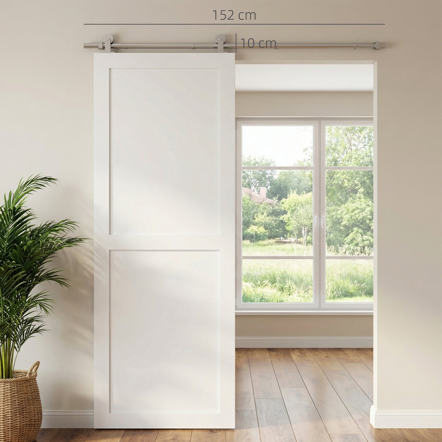 HOMCOM Sliding Door Hardware Kit Heavy Duty 304 Stainless Steel 152 cm Wide Door Silver Tone