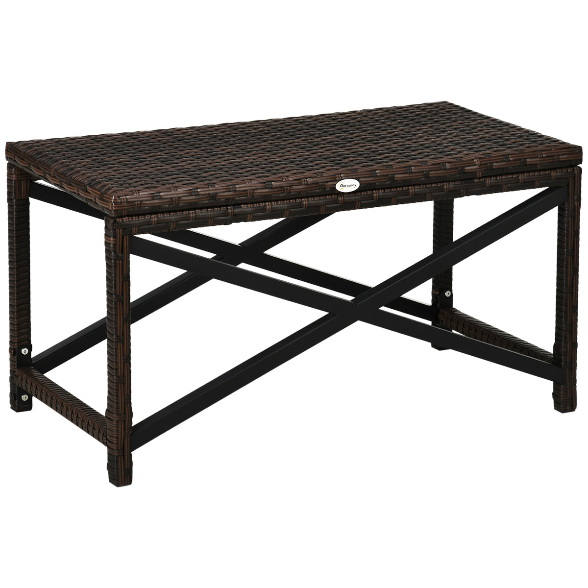 Photo of Outsunny Outdoor Coffee Table Side Table with X-Shape Frame for Patio, Balcony, Mixed Brown in Brown colour on a white background