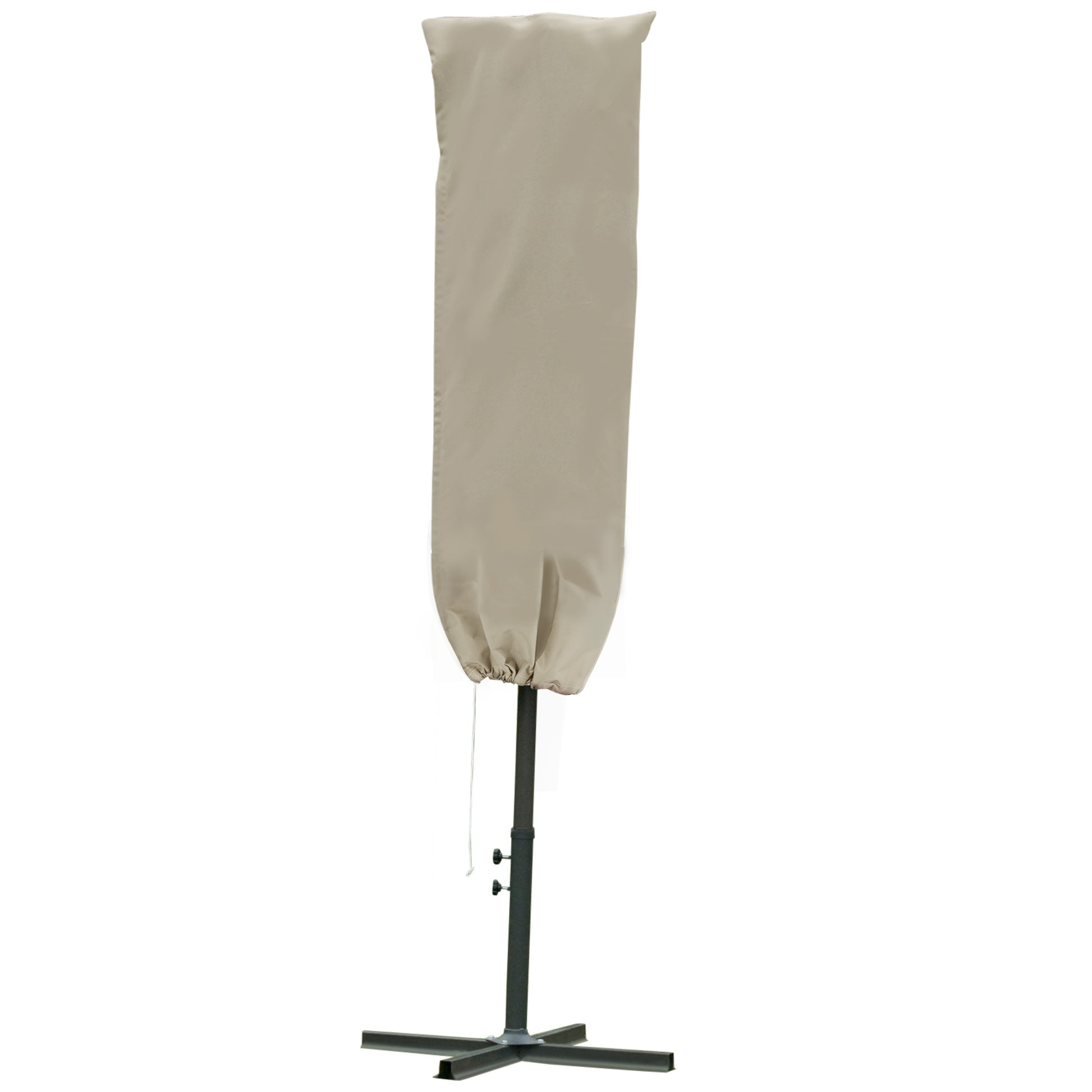 Photo of Outsunny Outdoor Cantilever Umbrella Cover with Rod, Zipper, Khaki in Khaki colour on a white background