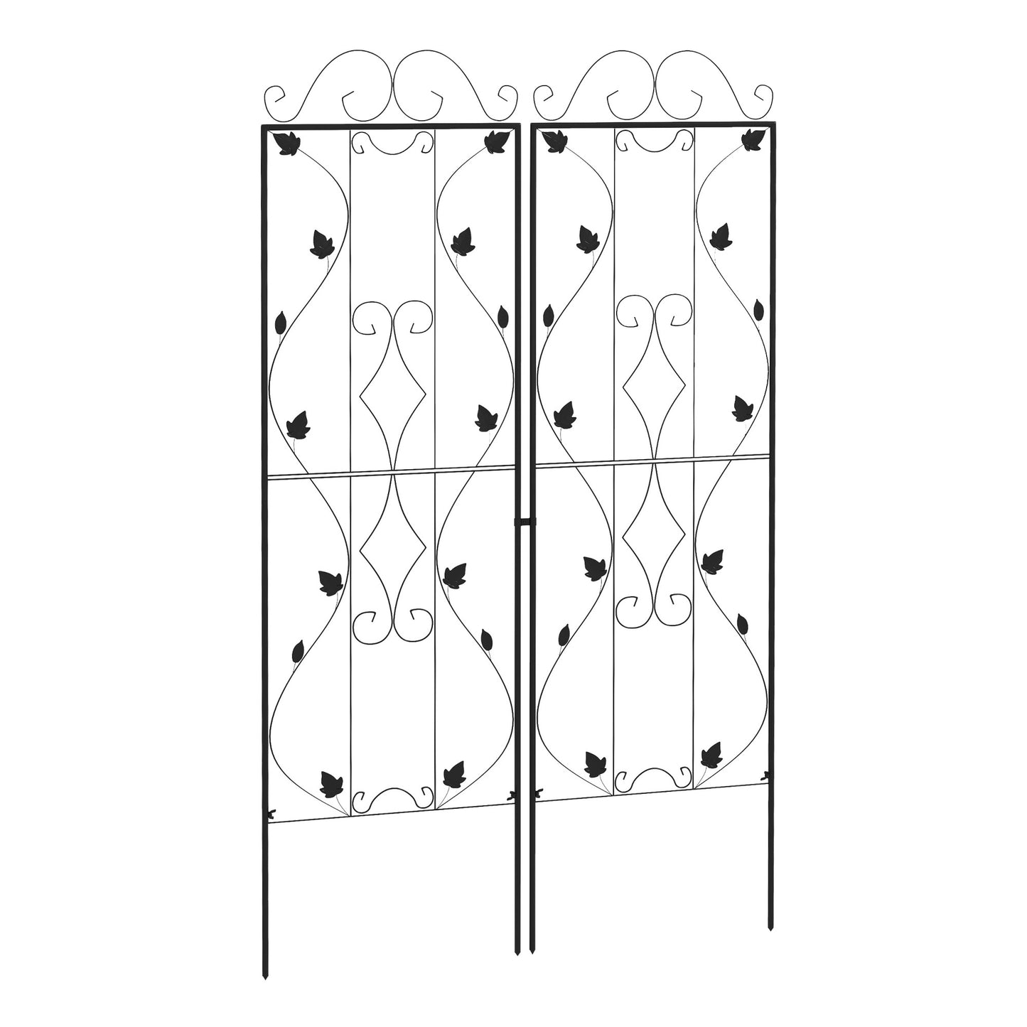 Photo of Outsunny Metal Trellis Set of 2, Garden Trellis for Climbing Plants Support Frames, Leaf Design in Design colour on a white background