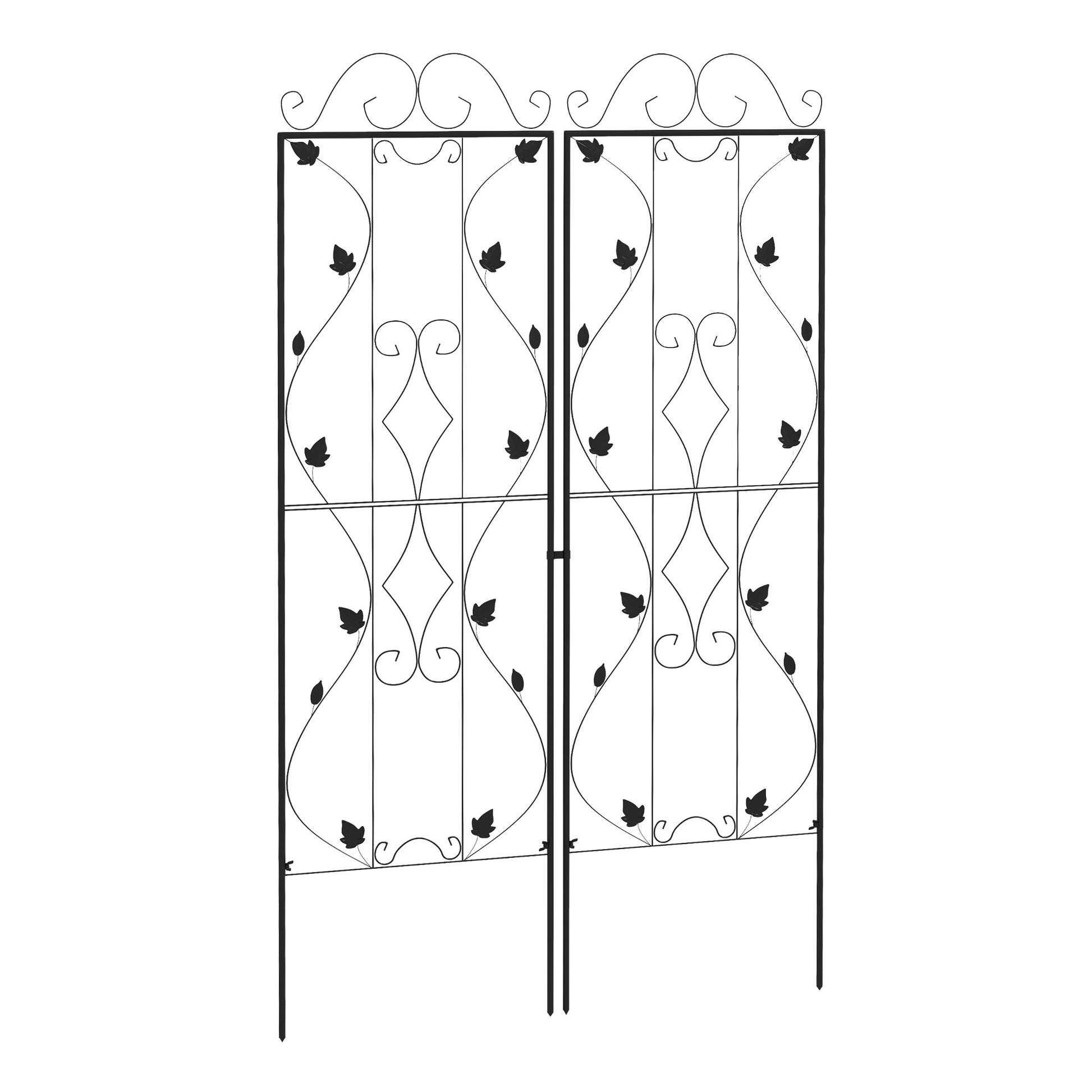 Photo of Outsunny Metal Trellis Set of 2, Garden Trellis for Climbing Plants Support Frames, Leaf Design in Design colour on a white background