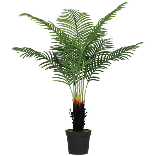 Photo of HOMCOM 120cm Artificial Areca Palm Tree with 9 PE Leaves, Decorative Artificial Plant with Plastic Pot and Flocked Soil, Fake Plant for Home Office Decor, Green in Green colour on a white background