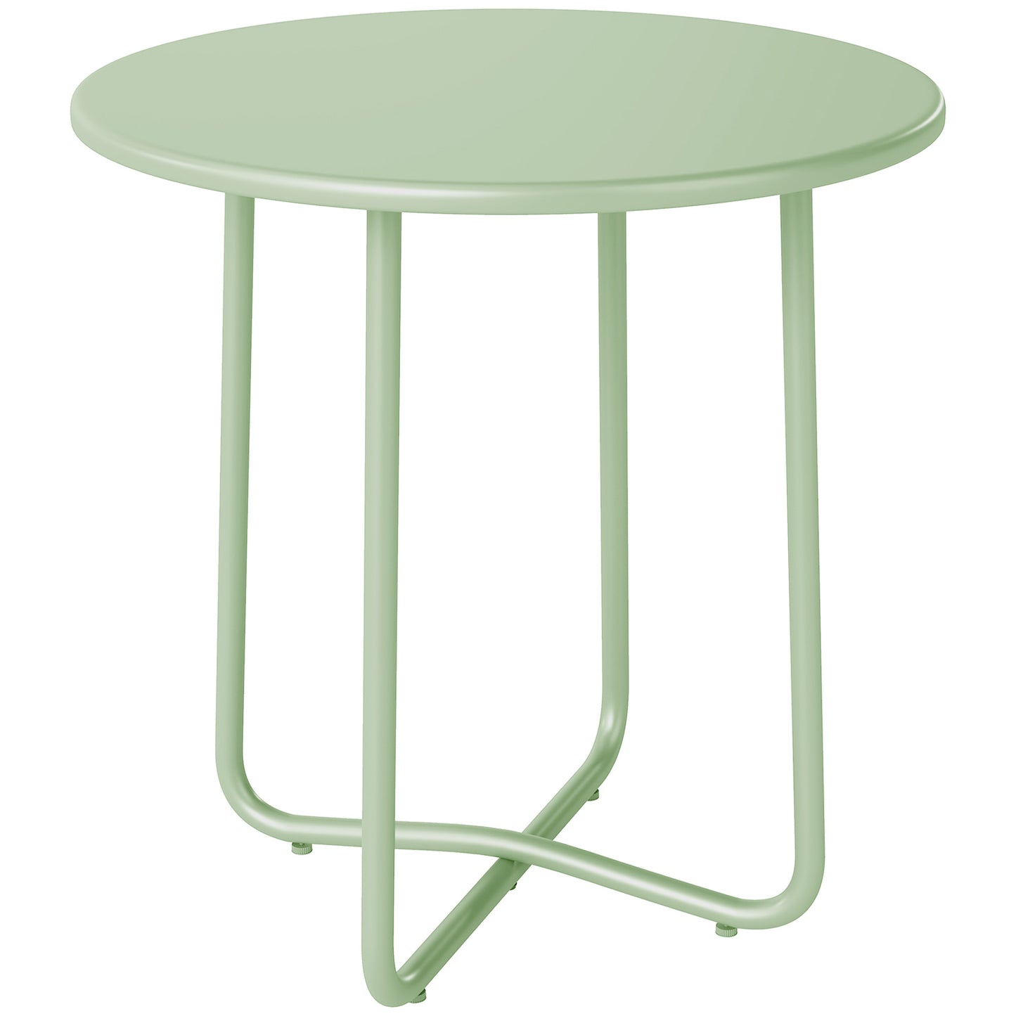 Photo of Outsunny 48 cm Round Garden Side Table, Small Metal Outdoor Garden Table with Rolled Edge, Green in Green colour on a white background