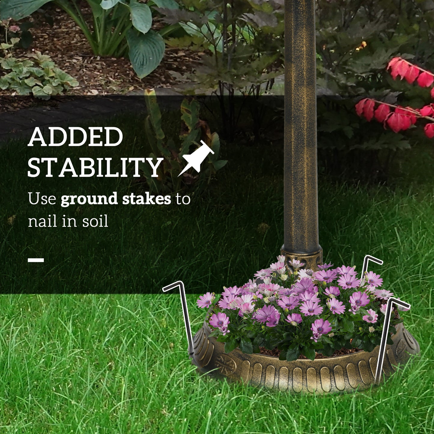 Outsunny 81cm Tall Bird Bath with 2 Decorative Birds, Vintage Style Birdbath with Flower Planter Base, Bird Bath Bowl for Garden, Bronze Tone