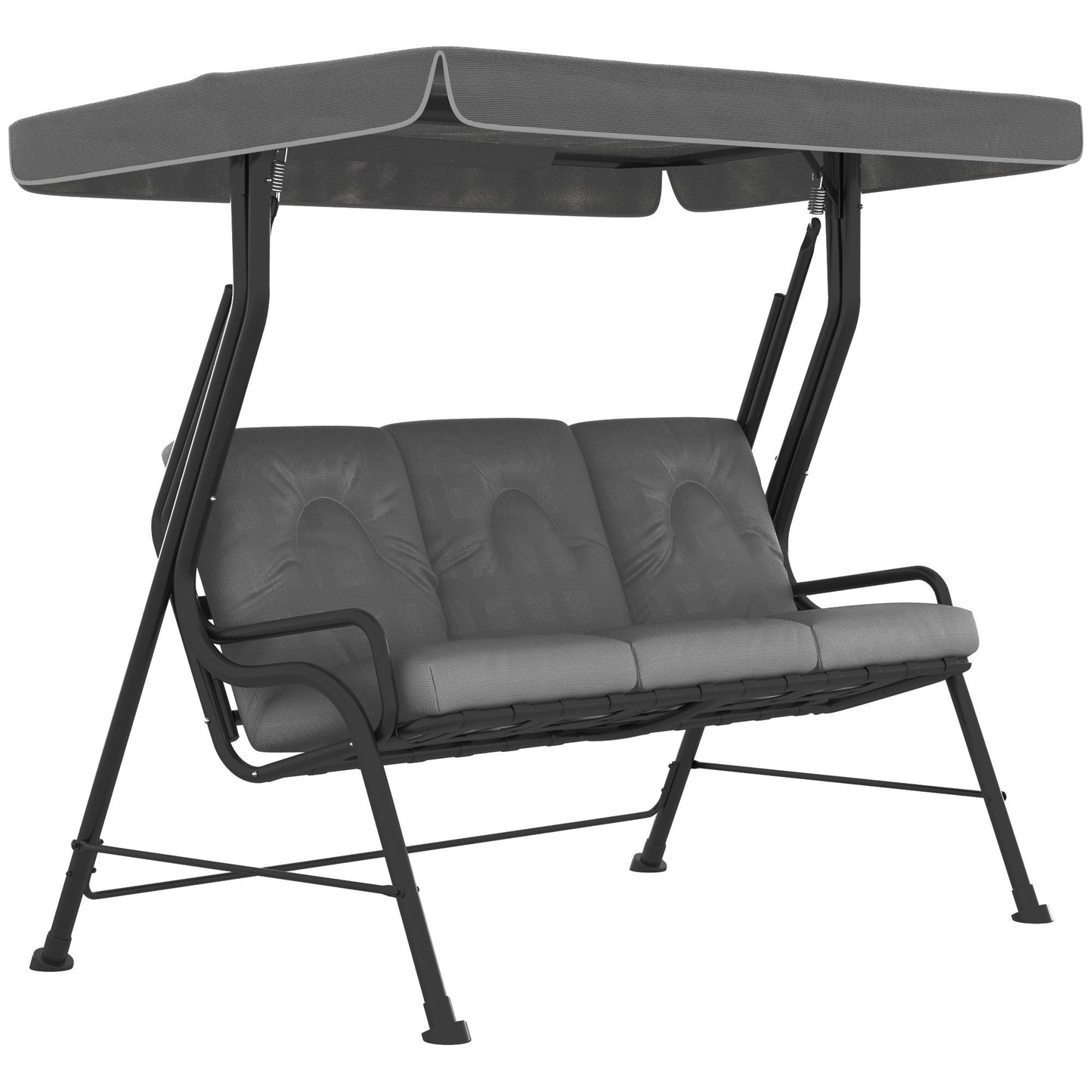 Photo of Outsunny 3-Seater Garden Swing Seat, Outdoor Swing Chair with Adjustable Waterproof Canopy, Light Grey in Grey colour on a white background