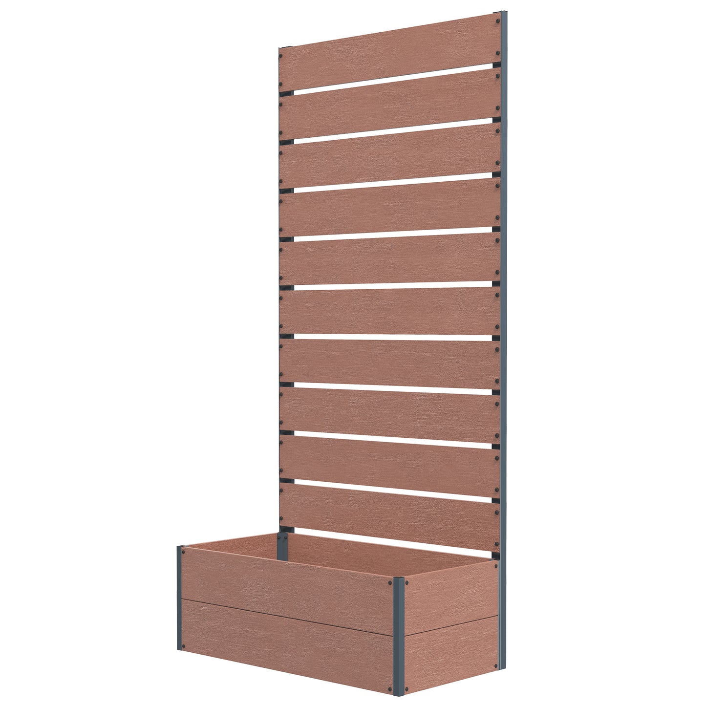 Photo of Outsunny 34 x 69.5cm Garden Planter Box, with Back Trellis, Brown in Brown colour on a white background