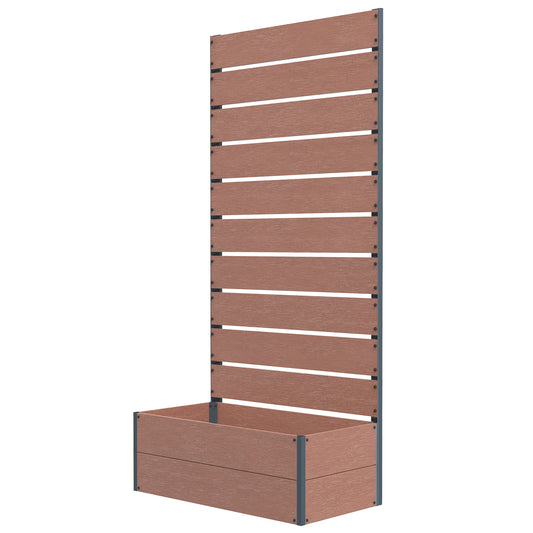 Photo of Outsunny 34 x 69.5cm Garden Planter Box, with Back Trellis, Brown in Brown colour on a white background