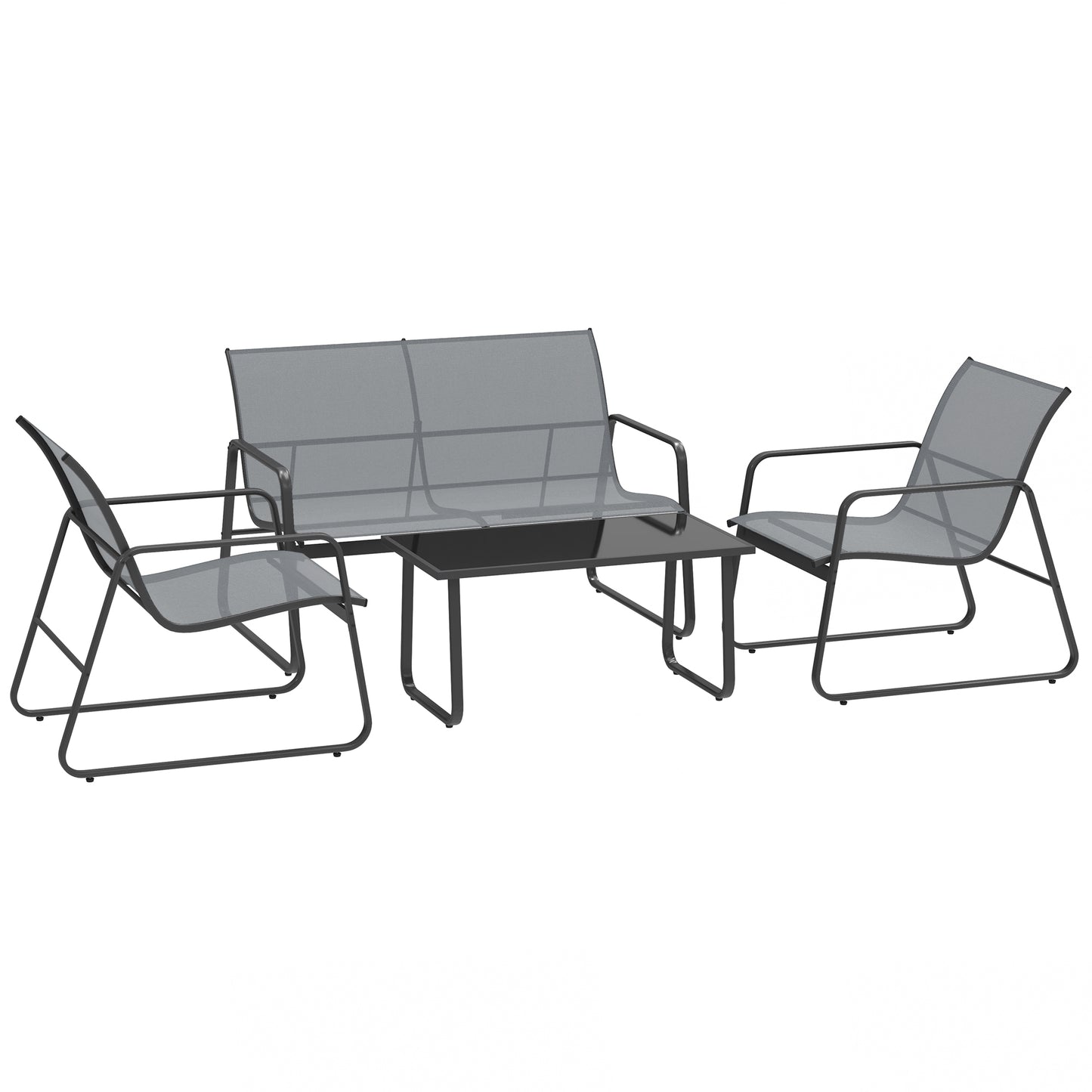 Photo of Outsunny Four-Piece Minimalistic Garden Sofa Set - Light Grey in Grey colour on a white background