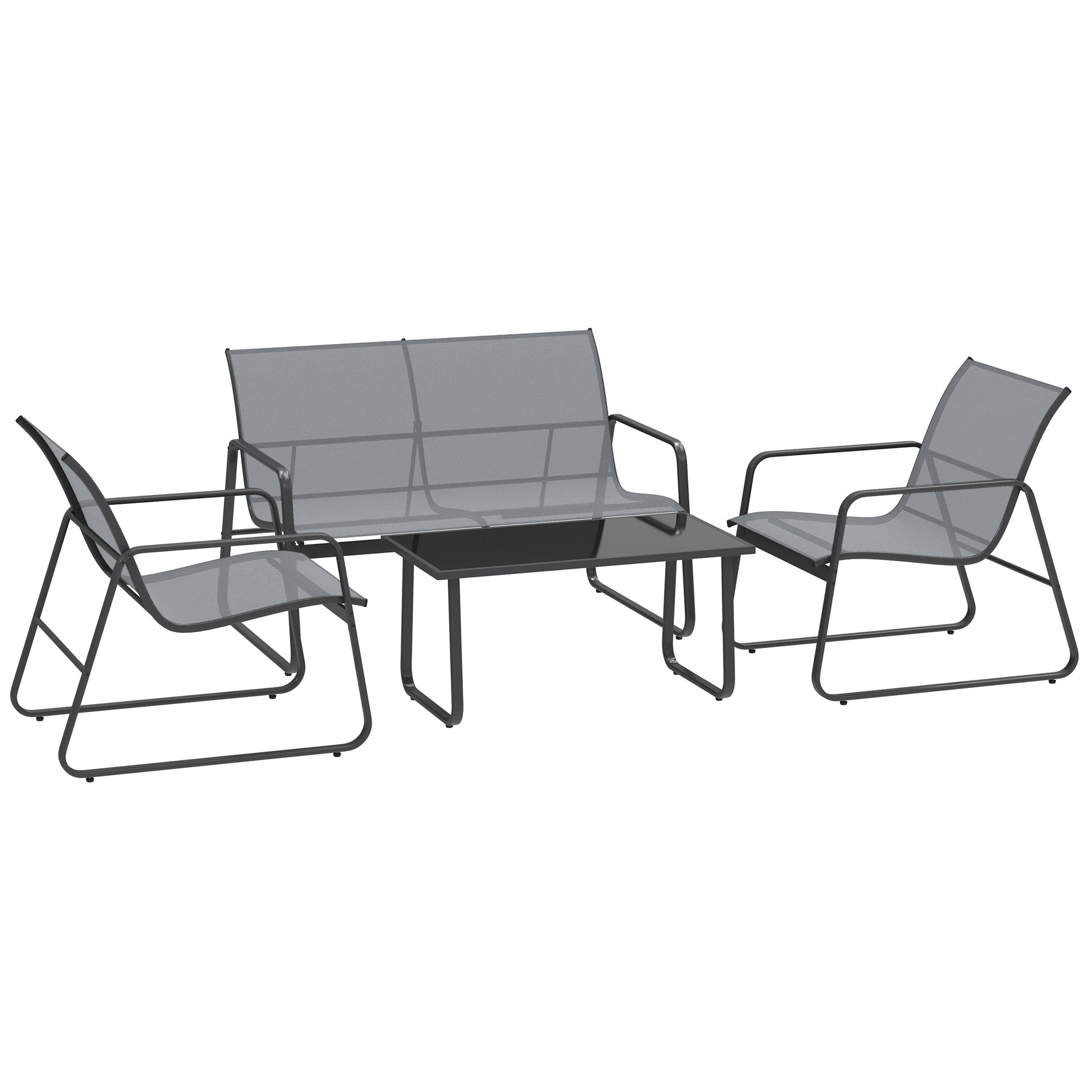 Photo of Outsunny Four-Piece Minimalistic Garden Sofa Set - Light Grey in Grey colour on a white background