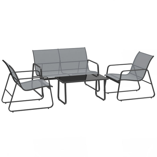 Photo of Outsunny Four-Piece Minimalistic Garden Sofa Set - Light Grey in Grey colour on a white background
