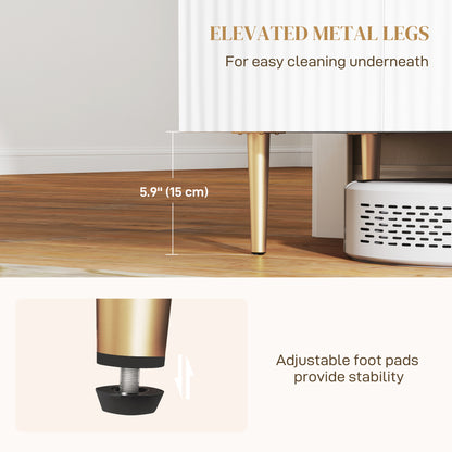 HOMCOM sideboard with elevated gold metal legs and adjustable foot pads
